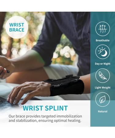 Wrist Brace for Carpal Tunnel - Adjustable Night Support Splint for Men & Women | Relieve Tendinitis Arthritis & Pain (Left Hand - Black - Buy Online on GoSupps.com