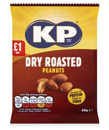 (16 Pack) KP Peanuts 16x65g Box (Dry Roasted 16x65g)