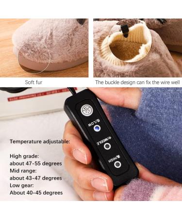 USB Heating Slippers | Adjustable Temperature Plush Cozy Anti-Slip Winter Foot Warmers for Men & Women | Gray Size 42-43 - Buy Online on GoSupps.com