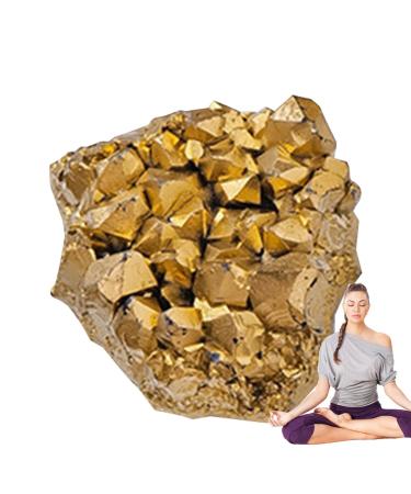 Crystal Cluster | Stone Electroplated Golden Crystal | Mineral Specimen Natural Gemstone Ornament for Collection Meditation Home Decor Crafts