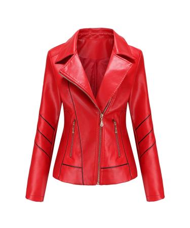 Hehiy Veste Bomber en cuir v ritable pour femme trendy ajust blouson manteau dans motorcycle jacket women leather jacket black real leather biker jacket women brown with hood for men L red
