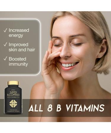 Vitamin B Complex High Strength - Slow Release Super B Complex 60 Tablets - Enriched with Vitamins D & C - Complete Vit B Supplement All 8 Vitamin B12 B6 Folic Acid Biotin B1 B2 B3 B5 - UK Made - Buy Online on GoSupps.com