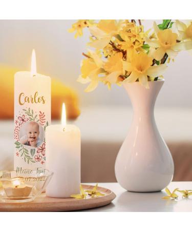 Personalized Gravure Line Printed Baptism Candle | Custom Christian Christening Candle with Photo Name & Date | High-Quality 250x80mm - Buy Online on GoSupps.com