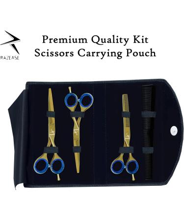 Razease Hairdressing Scissors Professional Barber Scissors Set|Titanium Coating J2 420c 6.5" Stainless Steel Hair Cutting Scissors Kit| Hairdressers Scissors for Salon Men Women | Hair Scissors(Gold) - Buy Online on GoSupps.com