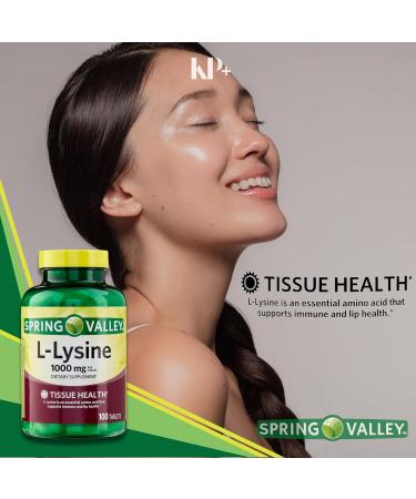 Buy Spring Valley L-Lysine 1000 mg - Amino Acid Supplements | 100 Tablets + Free Pill Case - International Shipping Available - Buy Online on GoSupps.com