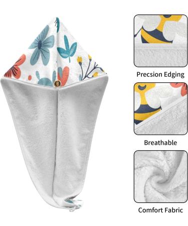 Lovely Bees Flowers Hair Towel 2 Pack - Super Absorbent Quick Dry Turbans for Women & Girls - Buy Online on GoSupps.com