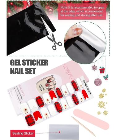 EBANKU Christmas Glitter Gel Nail Strips - Long Lasting & Waterproof Full Nail Wraps with Nail File, Wipes & Sealing - UV/LED Lamp Required (SDTRK18) - Buy Online on GoSupps.com