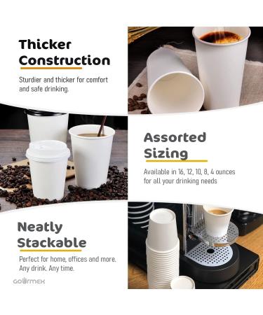 GOURMEX 1000 Disposable Coffee Cups | White Paper Cups Disposable Hot Cups | Ideal for Home Work and to-Go | Fits with Coffee Cups Disposable Lids (10oz) - Buy Online on GoSupps.com