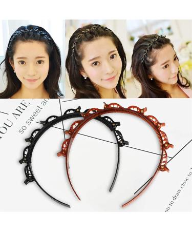 Buy Liliyuan Pony Hairstyle Hairpin - Braided Frontal Ligaments for Women | Double Layer Twist Hair Tools | Multi-Layered Hollow Woven Headband with Crocodile Clamp in Brown - International Shipping Available - Buy Online on GoSupps.com
