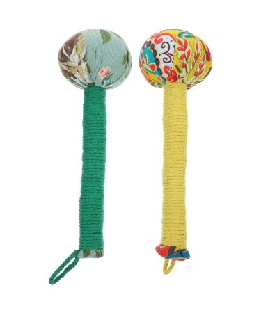 Minkissy Manual Hammer Massagger 2 pieces body massage hammer back massage tab Tai-chi ball long hand massage hammer for waist neck legs back pain knock A 25x11cm Image 1