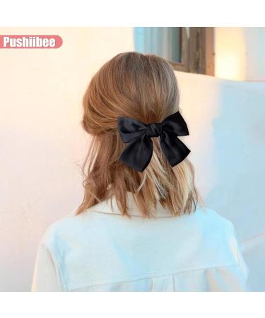 12 Pcs Silky Satin Hair Bows for Women. Bow Hair Clips 3 Colors Oversized Hair Bow Hair Clips Tassel Ribbon Bow Clips French Barrette Hair Accessories for Women Long Short Hair - Buy Online on GoSupps.com