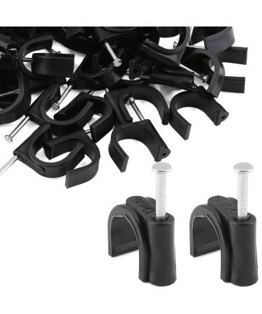 Rierdge 100 pieces half clamps J-hook with nail 1/2 & 3/4 inch black pex support holder for pipe fastening wire 12 mm & 20 mm 12mm & 20mm
