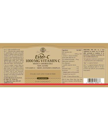 Solgar Ester-C 1000 Mg Vitamin C Capsules Pack of 90 - Buy Online on GoSupps.com