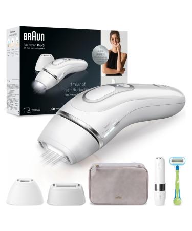 Braun Ipl Silk Expert Pro 3 hair removal device women visible hair removal designed in Germany 2 attachments alternative to laser hair removal PL3136 white/silver new - PL3136 - Buy Online on GoSupps.com