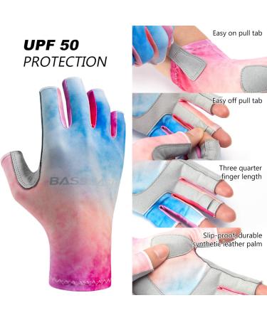 BASSDASH ALTIMATE UPF 50+ Women's Fishing Gloves - Rosy Clouds (Small) | UV Sun Protection for Kayaking, Paddling, Hiking, Cycling, Driving | Fingerless Gloves for Shooting & Training - Buy Online on GoSupps.com