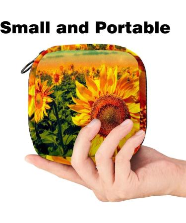 Field of Sunflowers Sunset Menstrual Cup Pocket with Zipper - Storage Solution for Teens & Women - Buy Online on GoSupps.com
