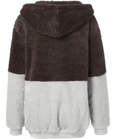 Bigfanshu Womens Sweaters Hooded Sweatshirt Winter Warm Zipper Pocket Pullover Blouse Shirts Coffee - Buy Online on GoSupps.com