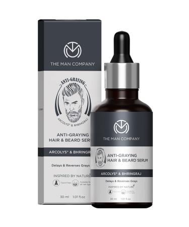 The Man Company Anti-Graying Hair & Beard Serum for Men Enriched with Bhringraj Arcolys & Shikakai | Strengthen Hair & Beard Roots | Toxin-Free | All Hair Type - 30ml