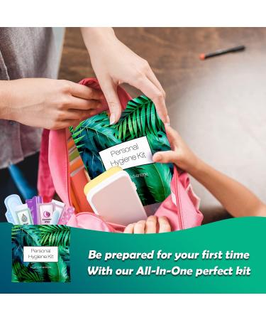 Menstrual Kit All-in-One for Traveling Tweens & Teens - Individually Wrapped Feminine Hygiene Products (Green Ferns) - Buy Online on GoSupps.com