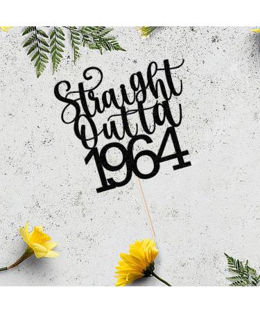 Sodasos Black Glitter Straight Outta 1964 Cake Topper Happy 60th Birthday Cake Topper 60 and Fabulous 60th Wedding/Anniversary Party Sign Decorations (black Straight Outta 1964) - Buy Online on GoSupps.com
