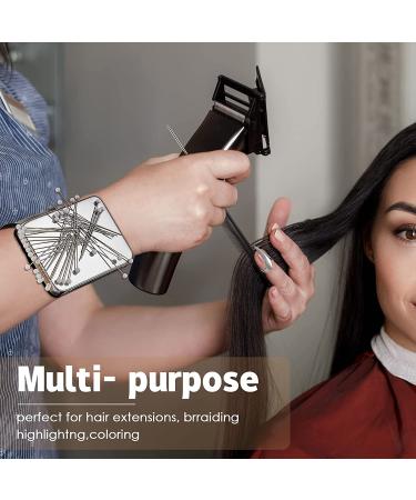 8 Pieces Hair Parting Ring, Styling Clips, Rat Tail Braiding Combs, Magnetic Pin Holder Wristband - Black - Buy Online on GoSupps.com