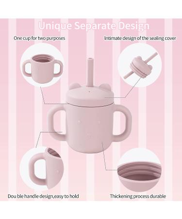 Silicone Sippy Cup 6+ Months | Easy-to-Clean Toddler Straw Cup | BPA-Free Freezer, Dishwasher, Microwave Safe (Light Pink) - Buy Online on GoSupps.com