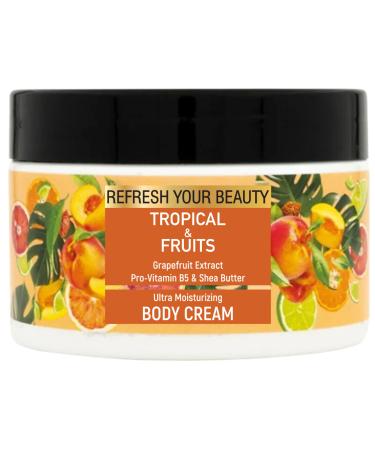 Tropical Fruits Body Cream - Grapefruit Extract Shea Butter Glycerine Panthenol and Vitamin-E providing Vibrant Hydration 8.4 fl oz