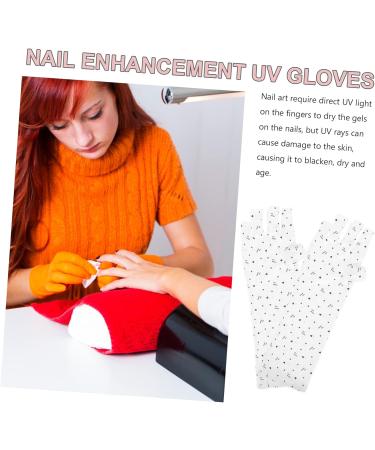 POPETPOP 2 Pairs Nail Gloves Gel Nails Gloves Uv Gloves for Gel Manicures Uv Lamp Glove for Gel Nails Gel Manicure Uv Gloves Gloves Non-slip Light White Miss Polyester 38x13cm - Buy Online on GoSupps.com