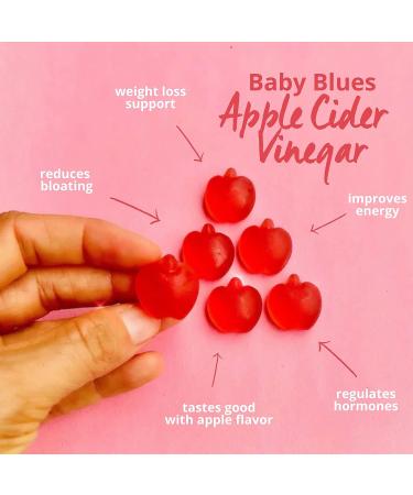Baby Blues Apple Cider Vinegar Gummies - Vegan, Non-GMO, Gluten-Free Supplement with Vitamin B-6 & B12 - 60 Pieces - Buy Online on GoSupps.com
