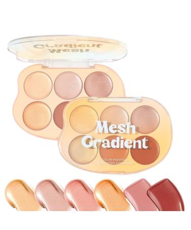 Blush Highlighter Makeup Palette 6 Colors Multifunctional Blush PaletteWaterproof Cream Texture Blendable Long Lasting Makeup