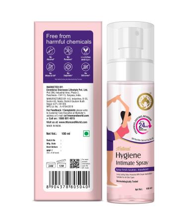 Mom & World Natural Hygiene Intimate Spray - 100ml | Dermatologically Tested for 24-Hour Odour Protection - Buy Online on GoSupps.com
