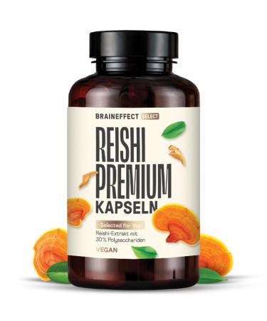Braineffect Reishi Premium (long -term dose) - 577mg extract (5770mg Reishi) - 180 Reishi capsules - 30% bioactive polysaccharides - without additives German production Premium 180 capsules