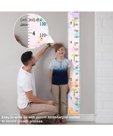 MHJY Kids Growth Chart - Wooden Ruler Height Measure Wall Chart 7.9'' x 79'' Canvas Hanging Decor for Baby Girls Boys - Nursery & Toddler Bedroom Decoration with Happy Elephant Design - Buy Online on GoSupps.com