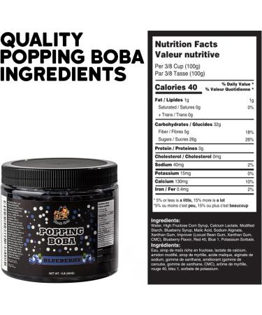 Popping Boba Pearls | 1LB (454g) | Bursting Tea Balls for Drinks Desserts Smoothies and Snack Toppings | Bubble Tea Tapioca Pearls Mix Kit (Blueberry) - Buy Online on GoSupps.com