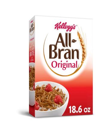 Kellogg's All Bran Breakfast Cereal, 8 Vitamins and Minerals, High Fiber Cereal, Original, 18.6oz Box (1 Box)
