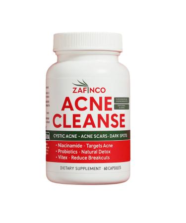 Acne Cleanse Capsules.Powerful Vitex Angus Extract, Niacinamide, Biotin for Teens & Adults. Organic Acne Treatment,Cystic Pimples, Oily Skin to Natural Clear Skin Vitamins Supplement- 60 Count