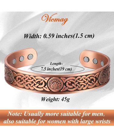 VicMAG Copper Magnet Hardship Bracelet for Men - Arthritis Pain Relief - Adjustable Pure Copper Cuff with Celtic Knot Gift Box - Buy Online on GoSupps.com