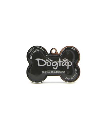 DogTap Solid digital dog brand bone with NFC chip and QR code for contact details and profile PVC metal waterproof robust 41.6 x 28.5 x 4.6 mm black