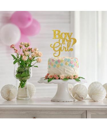 Tenhaisi Boy or Girl Cake Topper Boy and Girl Baby Shower Party Supplies Decor Gender Reveal Party Decoration Gold Glitter - Buy Online on GoSupps.com