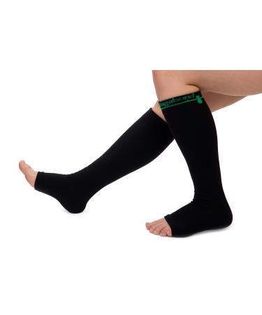 Vagabond 3XL and 2XL Wide Calf Toeless Compression Socks -15-20 mmHg for Fatigue Pain Leg Swelling Comfy Compression Black 3X-Large