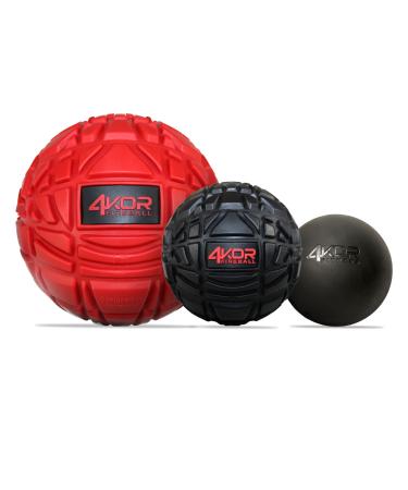 4KOR Fitness Ultimate Massage Balls for Physical Therapy - Deep Tissue Trigger Point Myofascial Release Tools - Back, Shoulder & Foot Muscle Massager Kit - Enhanced Gripping Mobility Rubber Balls 4.75" and 3.2" Fireball Se
