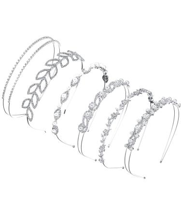 6-Piece Crystal Flower & Leaves Crown Headband Set for Bride & Bridesmaids - Wedding Party Headdress (Style 1) Silver - Buy Online on GoSupps.com
