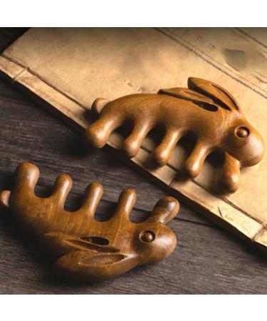 GFRGFH Sandalwood Massage Comb - Wide Teeth Head & Scalp Relief Animal Gua Sha Comb for Neck & Back - Natural Wellness Tool - Buy Online on GoSupps.com