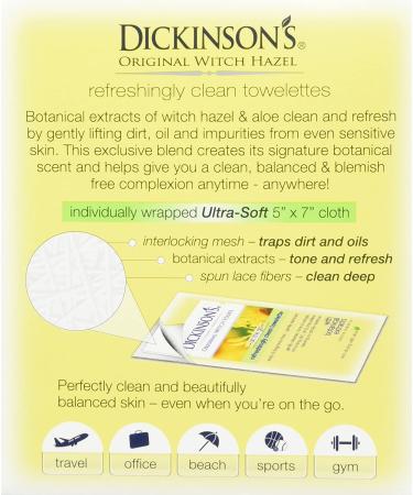Buy Dickinson Brands Original Witch Hazel Towelettes - 20 Refreshing Cleansing Wipes, Perfect for On-the-Go - Buy Online on GoSupps.com