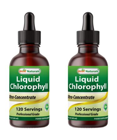 Best Naturals Liquid Chlorophyll Drops - 50 mg - 120 Servings Per Glass Bottle - 2 FL OZ (Pack of 2) 120 ml (Pack of 1)