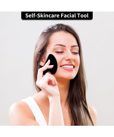 FUIYOOCEN Gua Sha Facial Tools Natural Obsidian Guasha Tool for Face Double Chin & Jawline Gua Sha Stone Self-Skin Care Face Stone Gua Sha tools for Women Guasha Stone Black - Buy Online on GoSupps.com