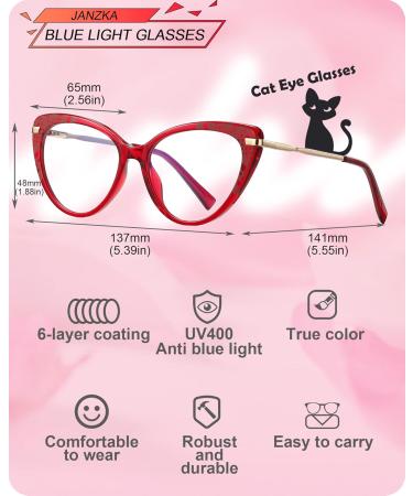 Spring Hinge Red Cateye Anti Blue Light Glasses for Women - Fashionable Big Face Gaming & Computer Eyewear - Buy Online on GoSupps.com