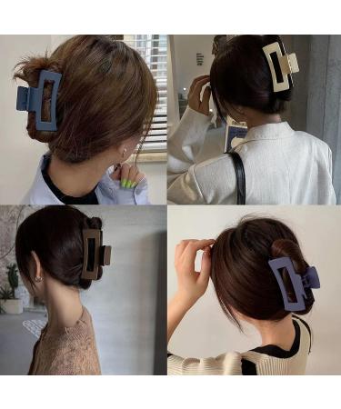 8 Large Rectangular Hair Clips for Women - 10cm Plastic Claw Clips for Thick Curly Hair - 8 Dark Colors Available - Buy Online on GoSupps.com