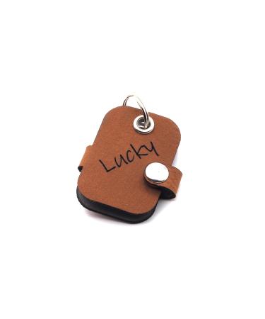 Copter farm dog brand bag for dogs on the collar |With engraving push button |Art leather real leather |Dog brand |Individually engraved on both sides (brown rectangle) brown rectangle