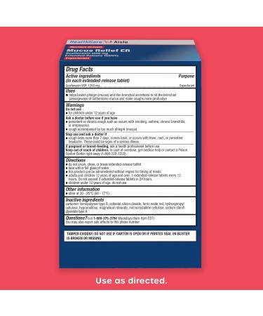HealthCareAisle Guaifenesin 1200 mg - Mucus Relief Expectorant 42 Extended Release Tablets for Chest Congestion - Buy Online on GoSupps.com